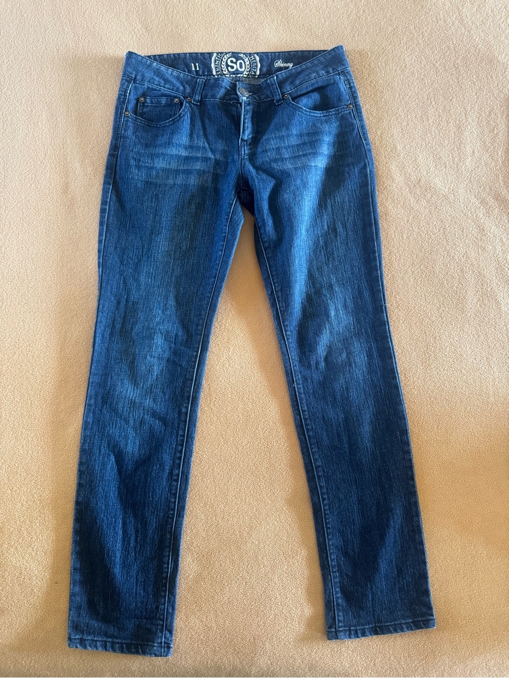 SO Women's Skinny Jeans in Dark Blue Denim